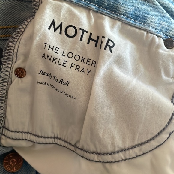 Mother The Looker Ankle Fray Ready To Roll Jeans Raw Hem Size 29 - Picture 5 of 6